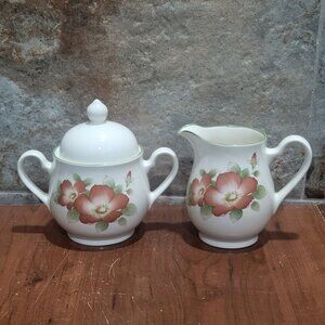 Vintage Keltcraft by Noritake Wild Rose Creamer & Sugar Set Ireland